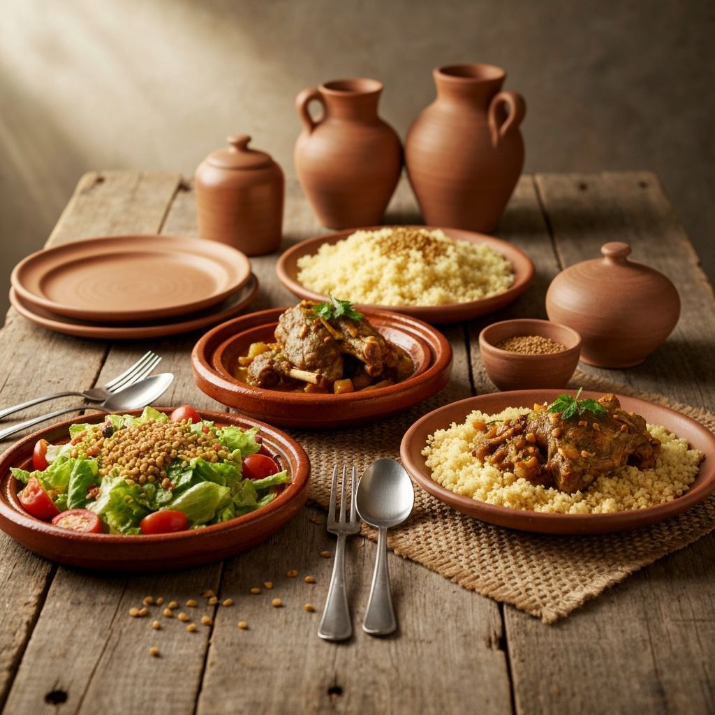 Traditional Mediterranean meal with fenugreek seeds and spices
